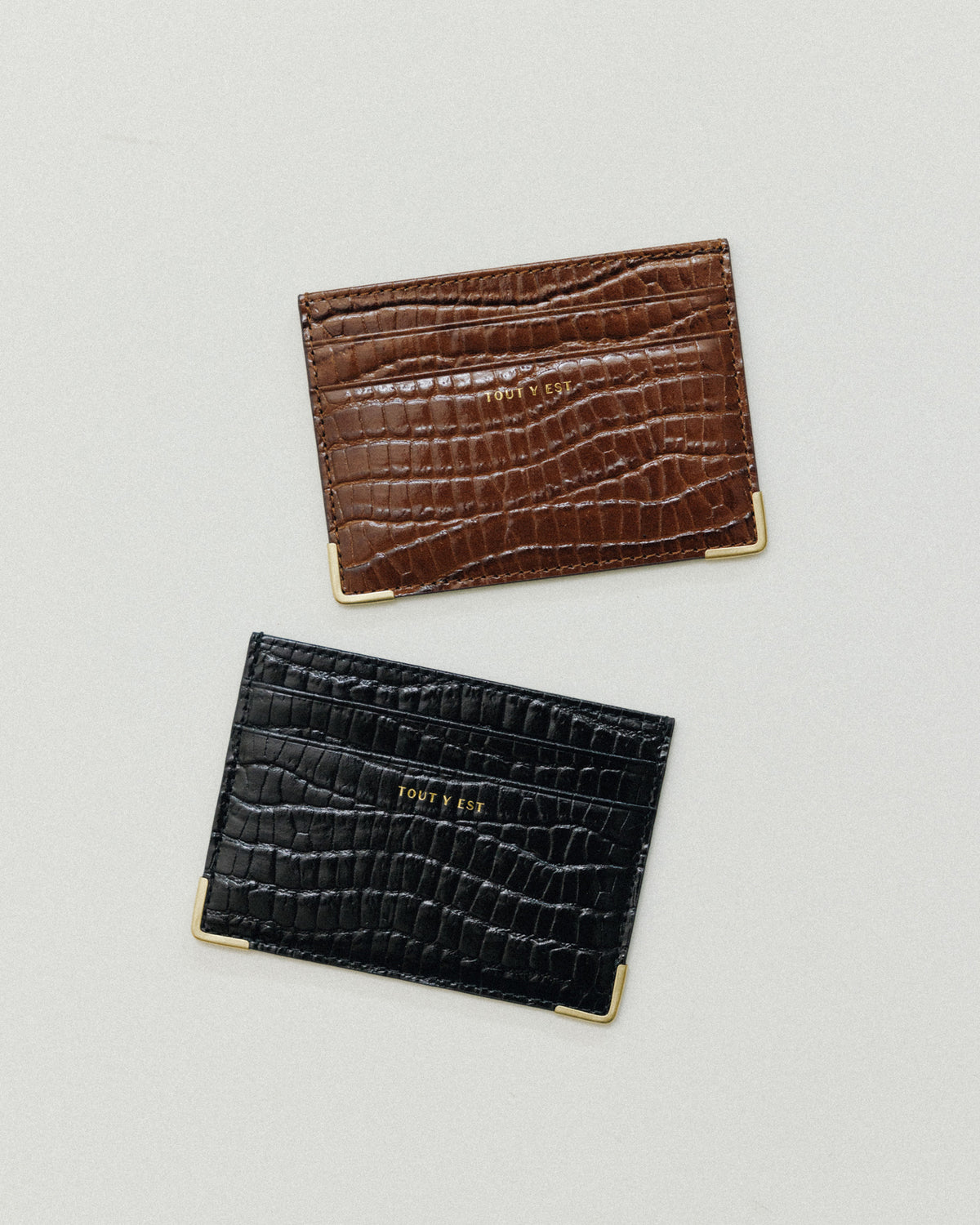 PORTE CARTES ANGLES CROCO BLACK