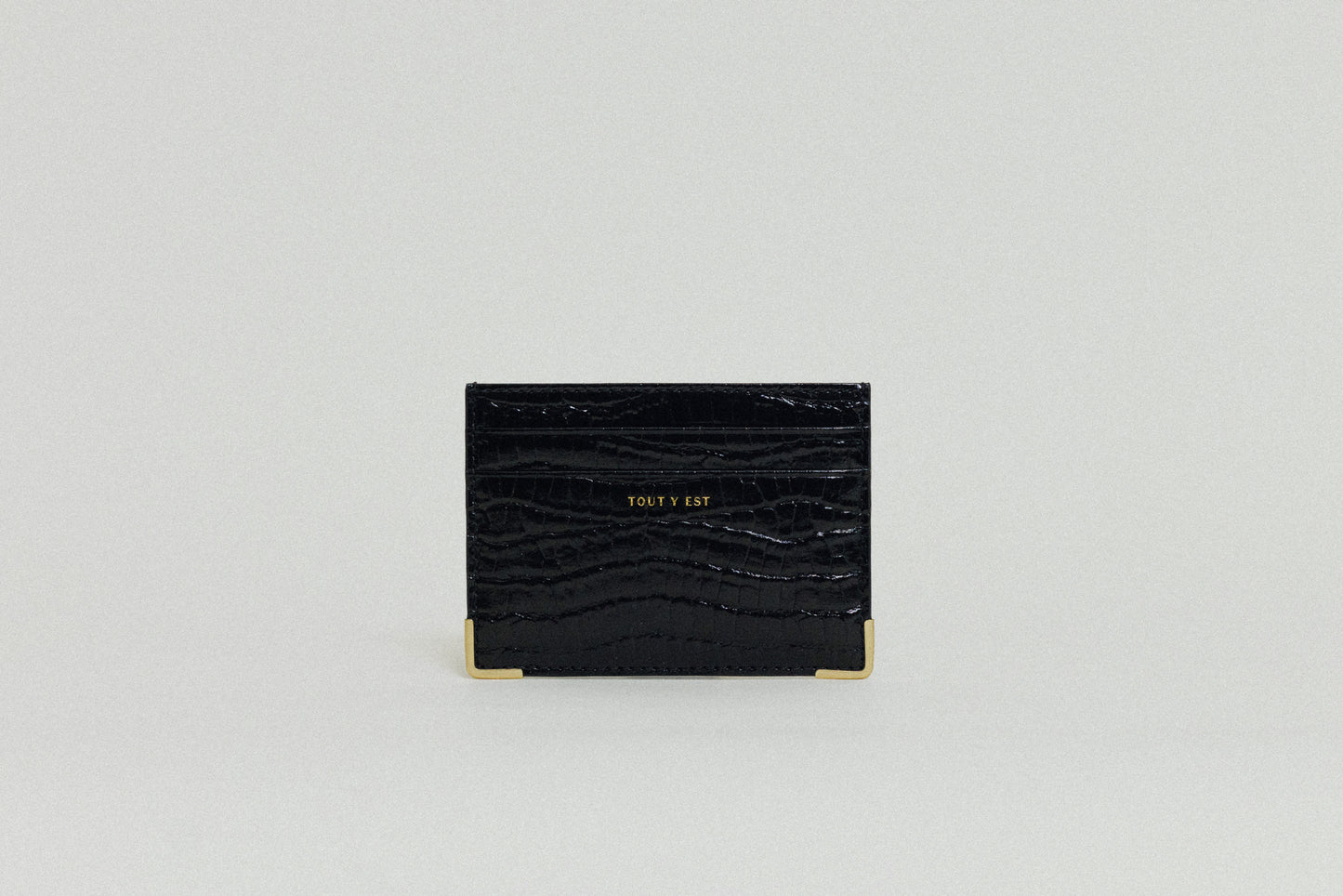 PORTE CARTES ANGLES CROCO BLACK