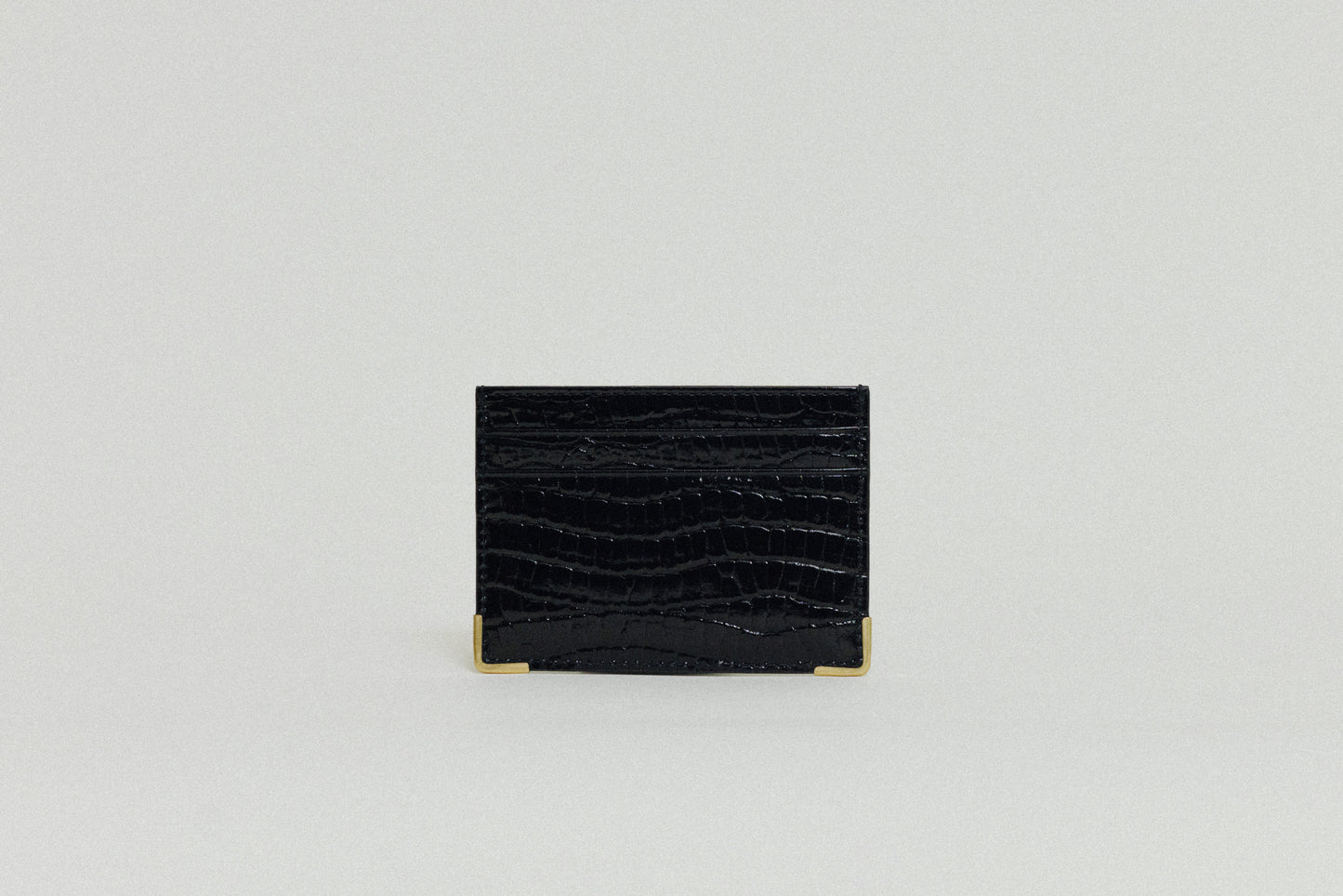 PORTE CARTES ANGLES CROCO BLACK