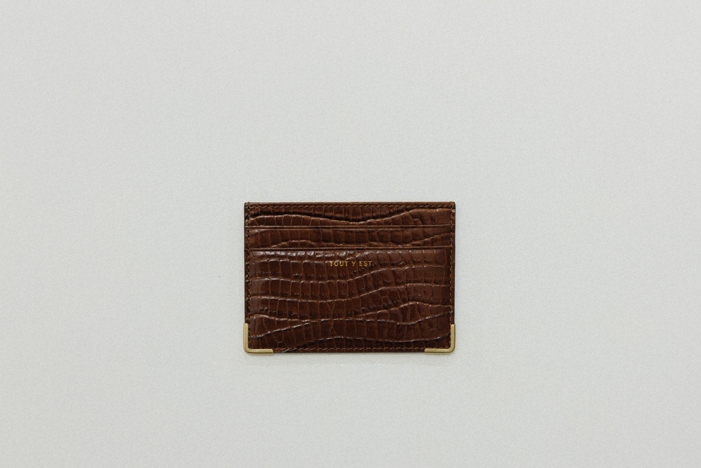 PORTE CARTES ANGLES CROCO BROWN