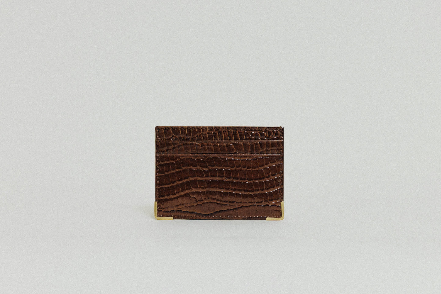 PORTE CARTES ANGLES CROCO BROWN