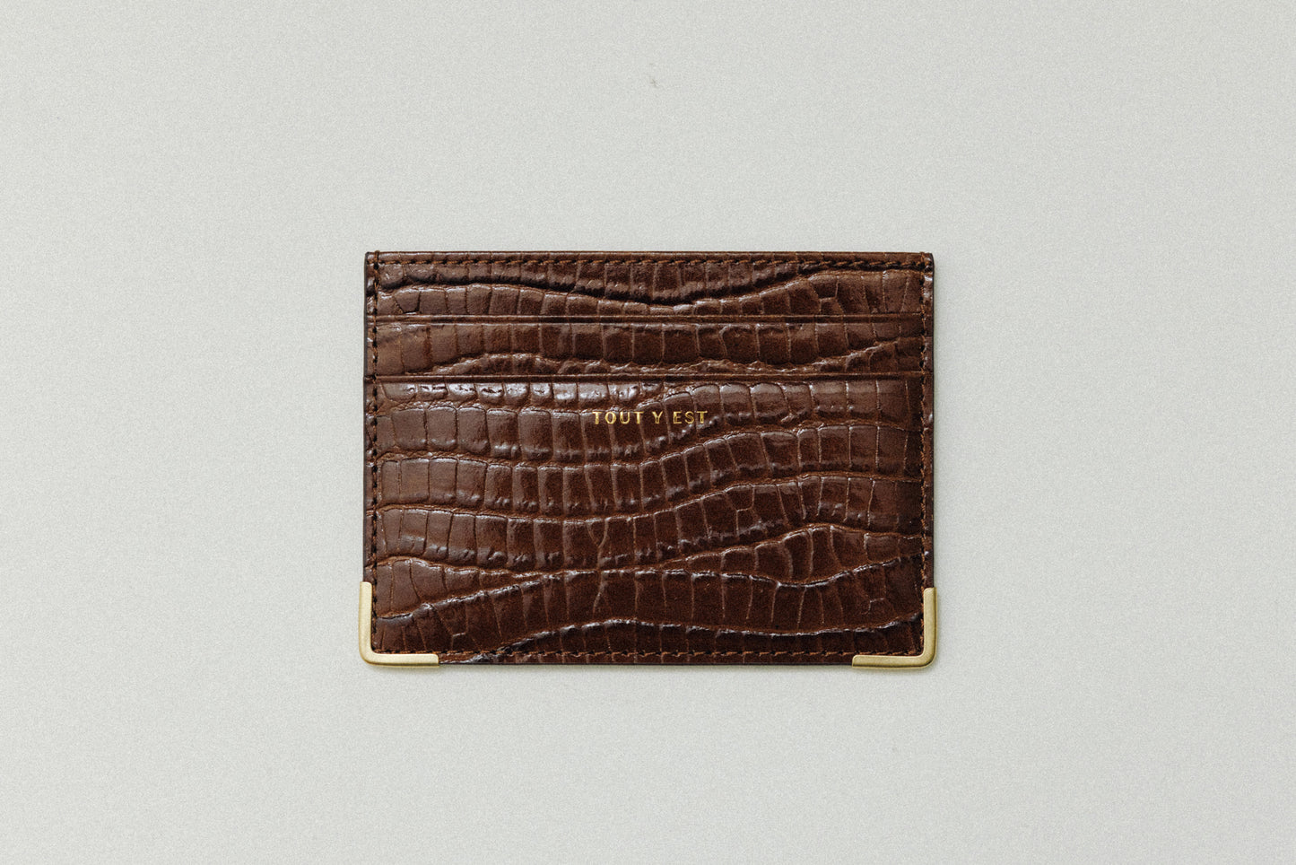 PORTE CARTES ANGLES CROCO BROWN