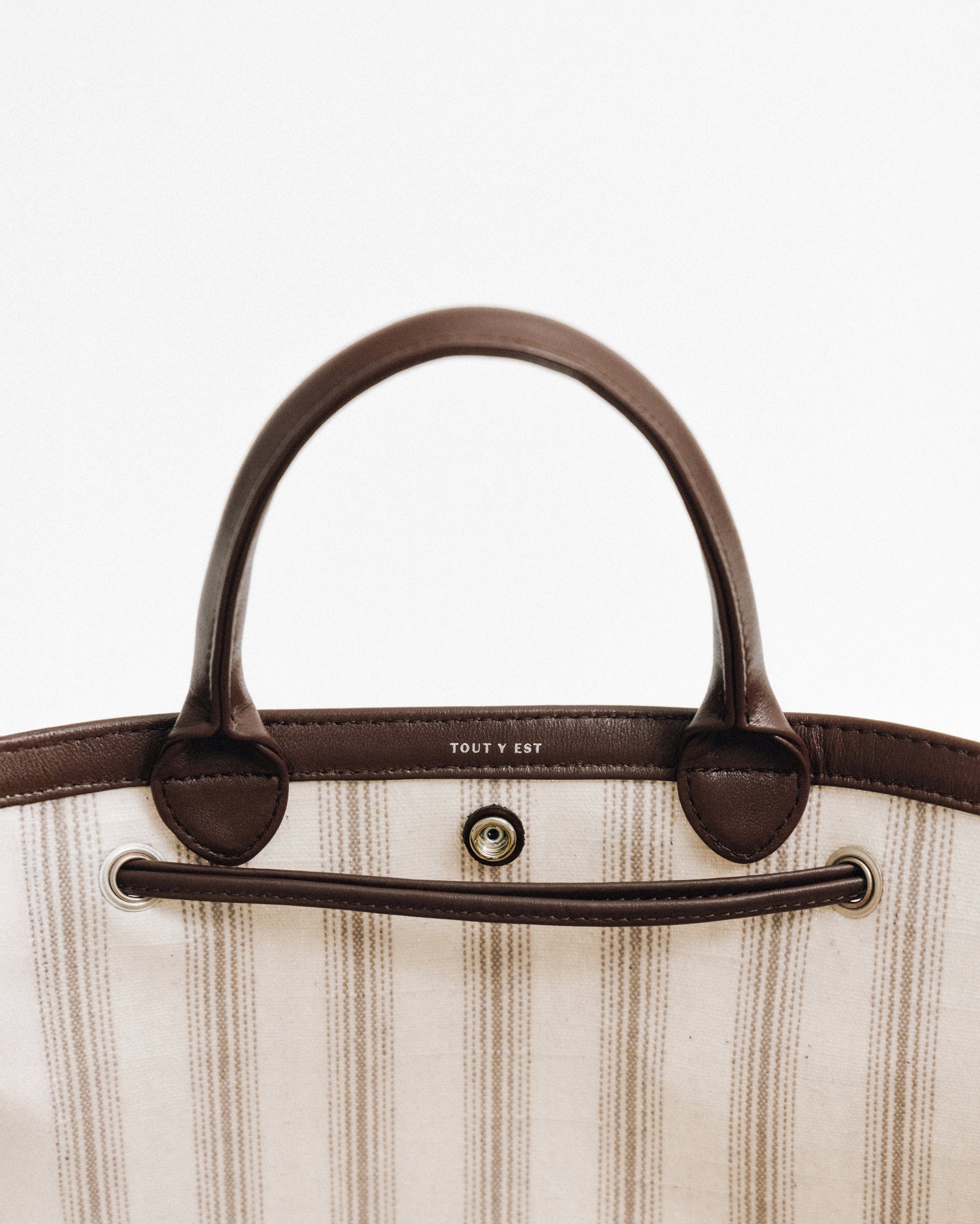 SAC COQUILLE SMALL BEIGE STRIPE