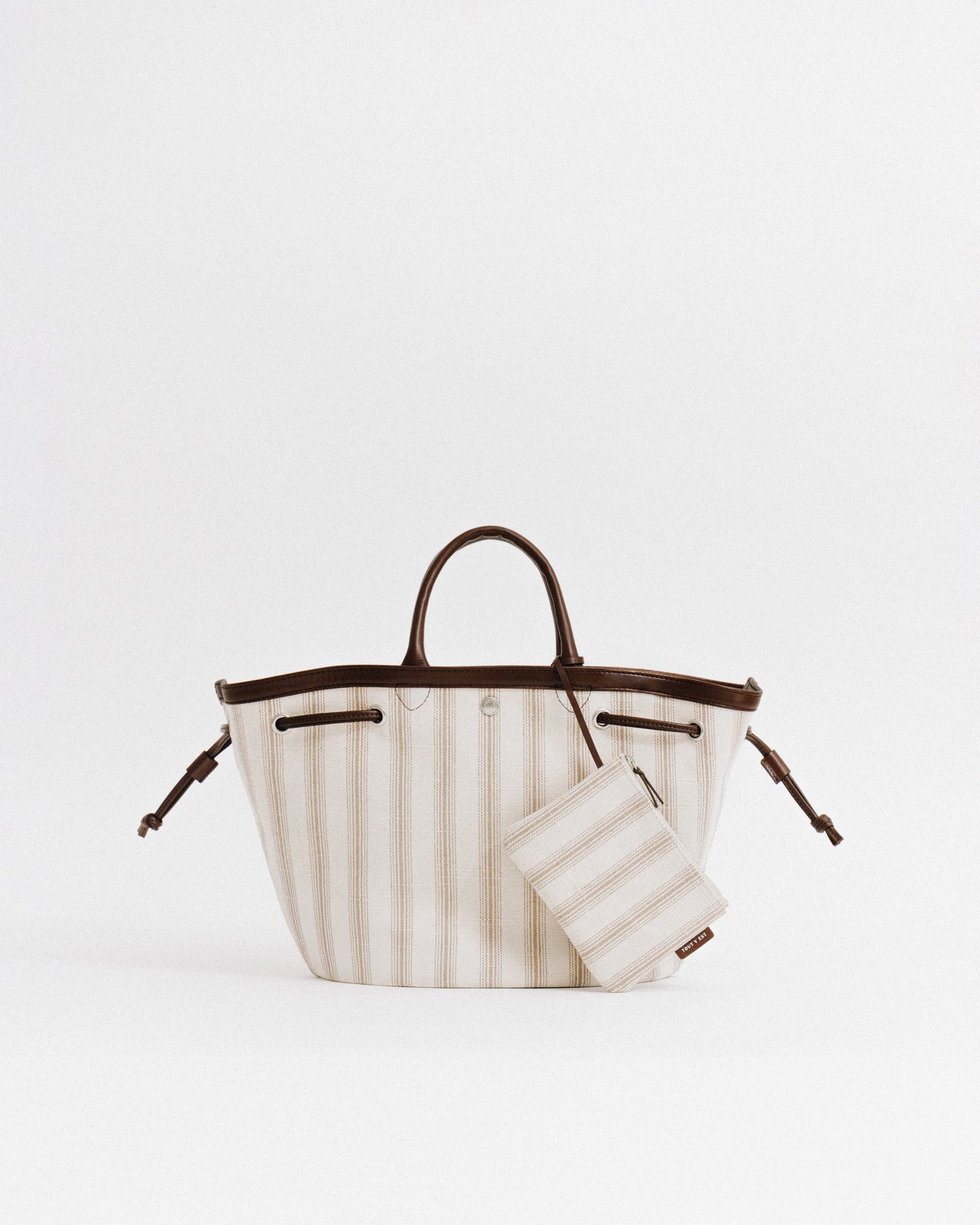 SAC COQUILLE SMALL BEIGE STRIPE