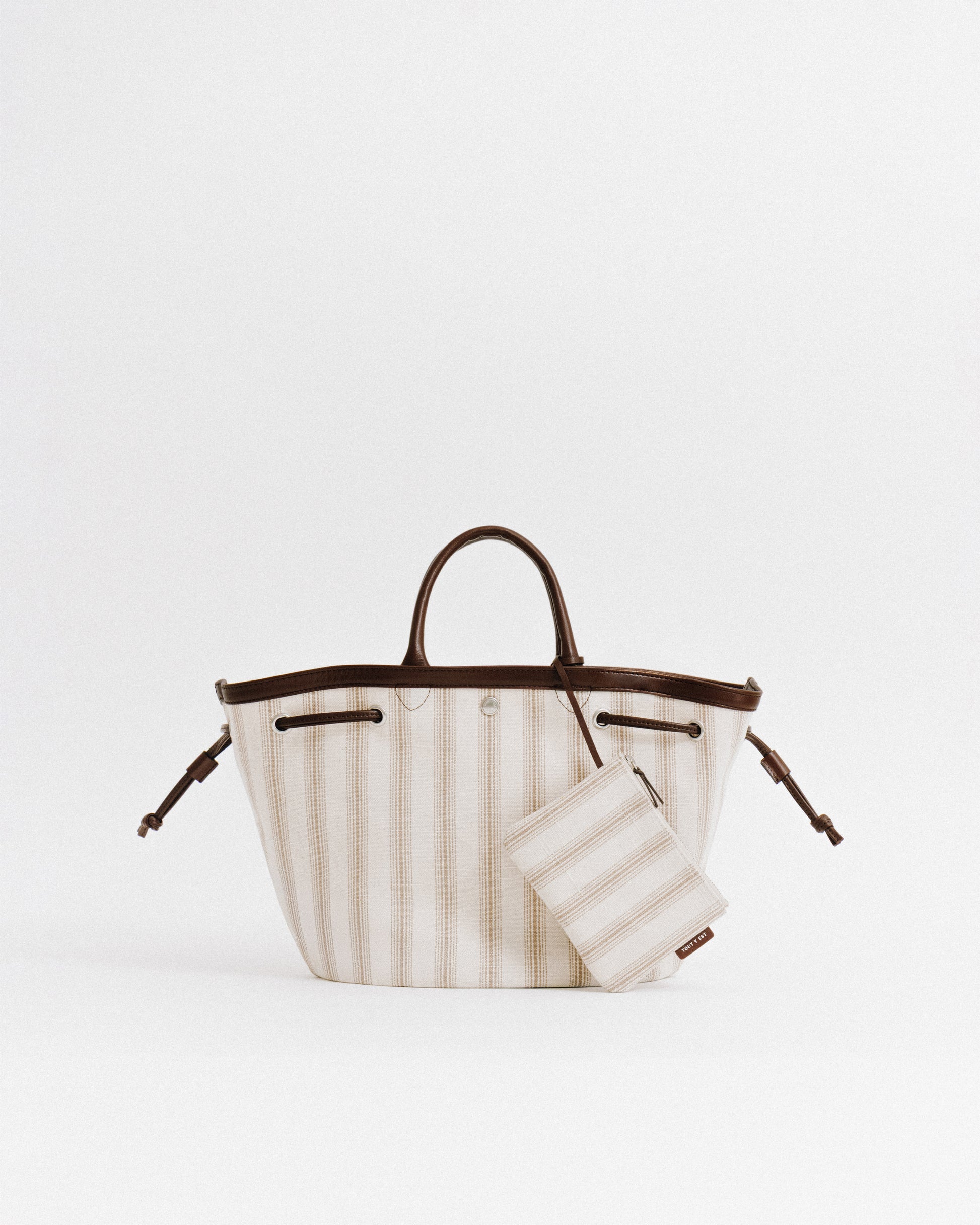SAC COQUILLE SMALL BEIGE STRIPE
