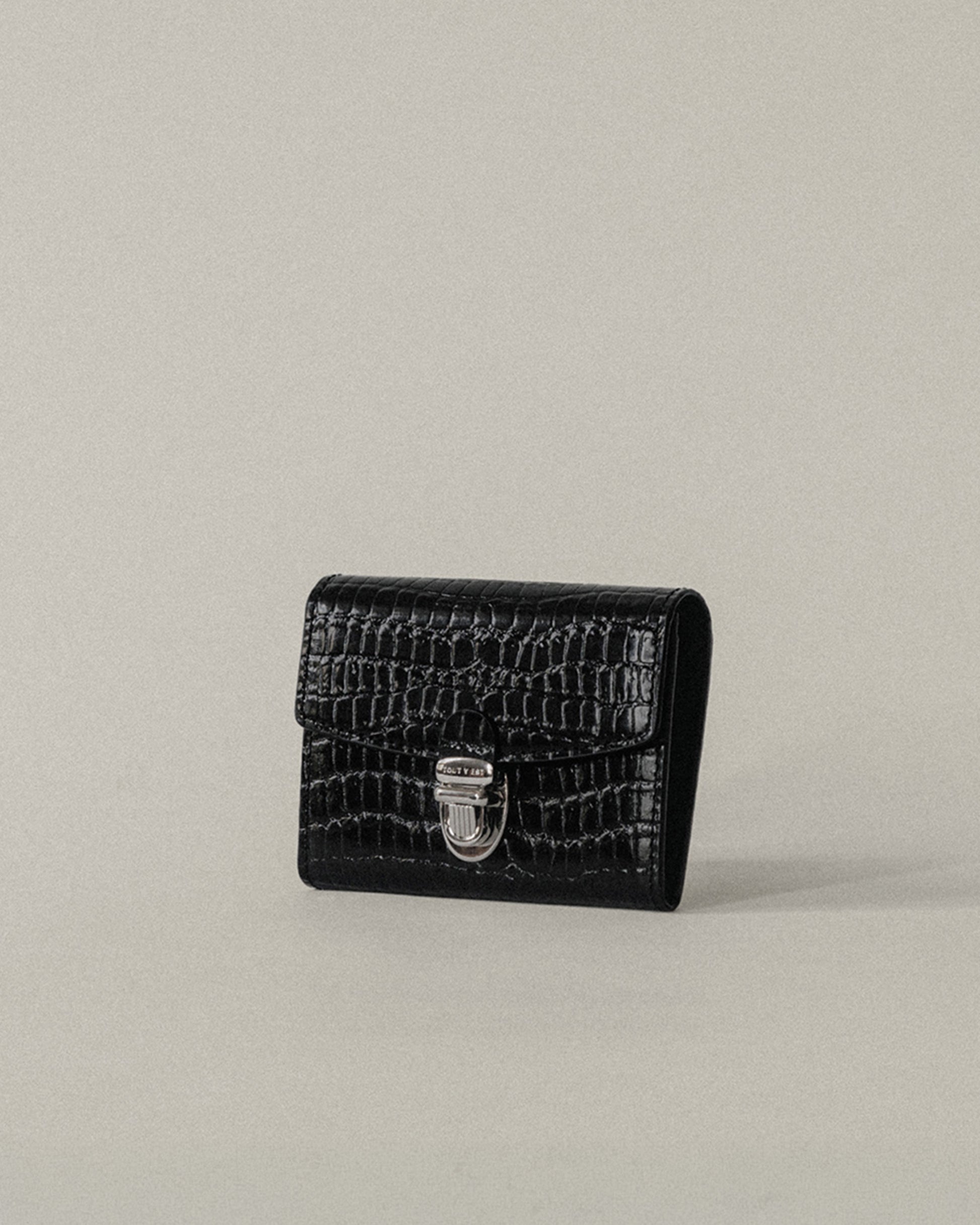 PORTE CARTES LOQUET CROCO BLACK