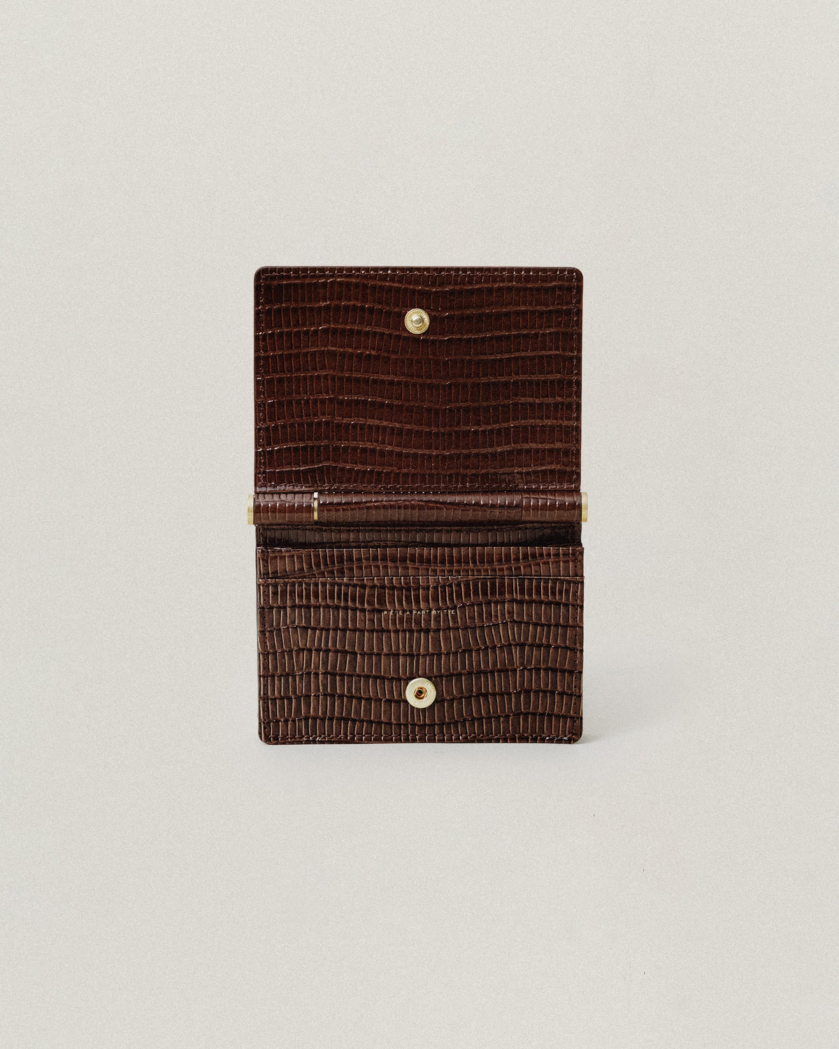PORTE CARTES DE VISITE PAUMELLE LIZARD CHOCOLATE