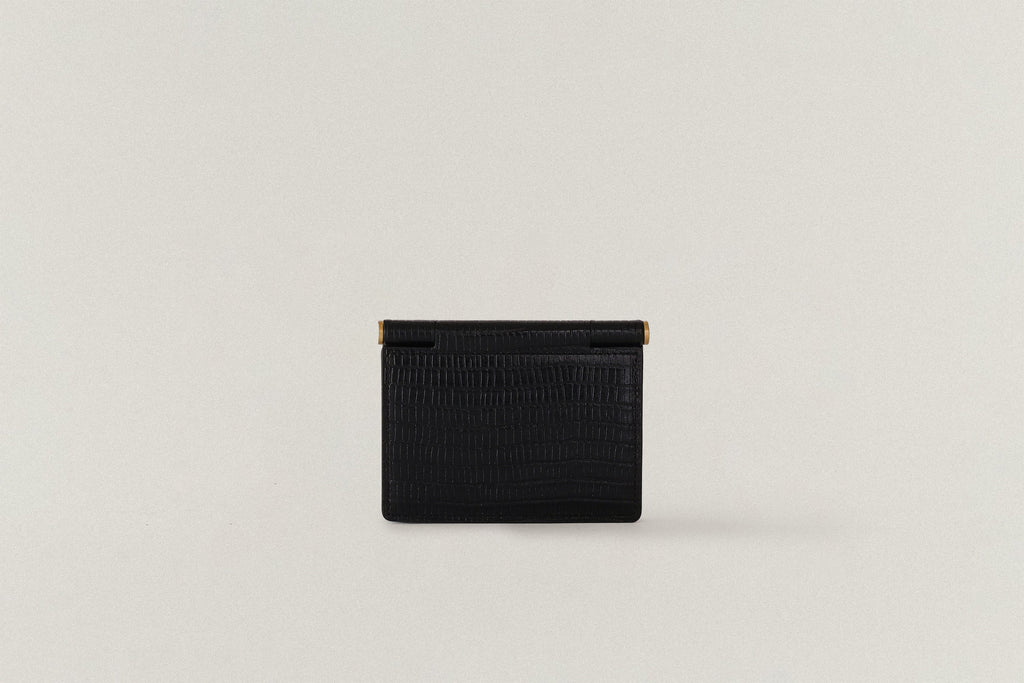 PORTE CARTES DE VISITE PAUMELLE LIZARD BLACK