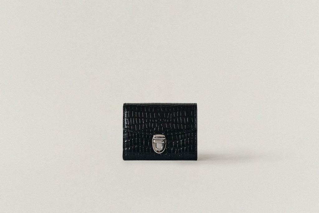 PORTE CARTES LOQUET CROCO BLACK