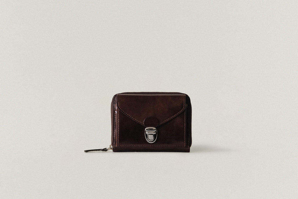 PORTE CARTES LOQUET ZIPPÉ BROWN
